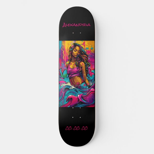 Aquarius Astrology Grafiti Personalize Skateboard (Framsida)
