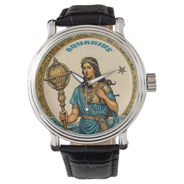 Aquarius astrology-tecken armbandsur (Framsida)