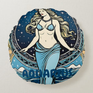 Aquarius Astrology-tecken Rund Kudde
