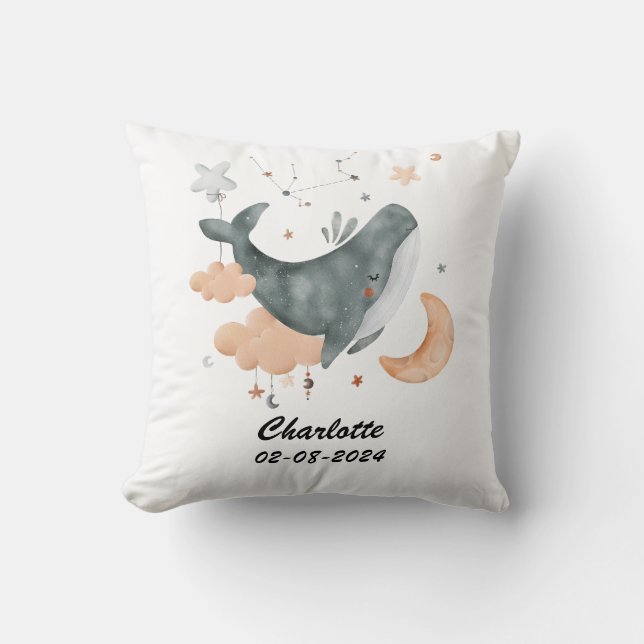 Aquarius Baby Anpassade Zodiac Nursery Kudde (Framsida)