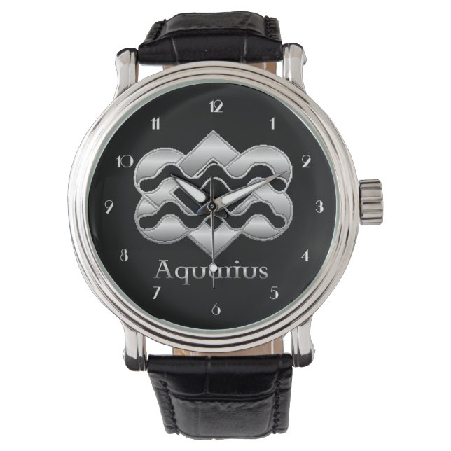 Aquarius Birth Sign Celtic Knot Zodiac Wrist Watch Armbandsur (Framsida)
