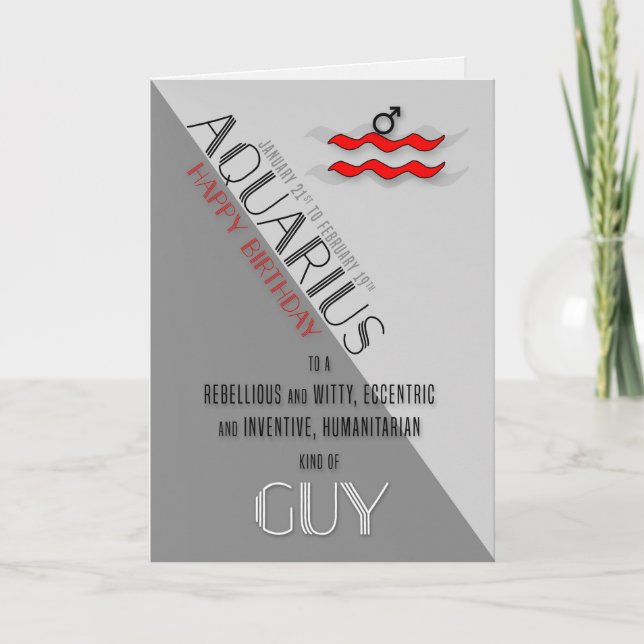 Aquarius Birthday för honom 21:a till februari Kort (Framsida)