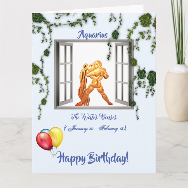 Aquarius Birthday (Jan 20 - Feb 18) Vatten Bearer Kort (Framsida)