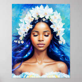 Aquarius Black Girl Zodiac Art Poster