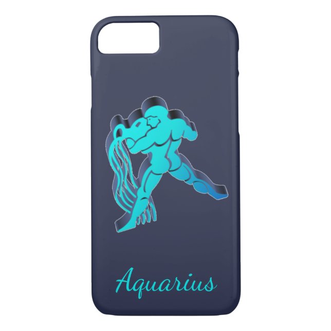 Aquarius Blue Zodiac Astrology Funny Elegant Case-Mate iPhone Skal (Baksida)