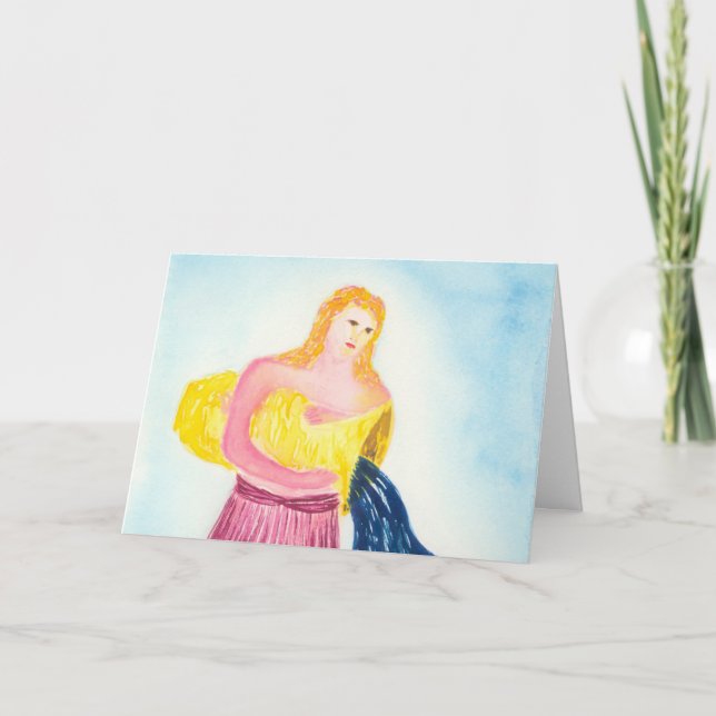 Aquarius Blue Zodiac Symbol Birthday Kort (Framsida)