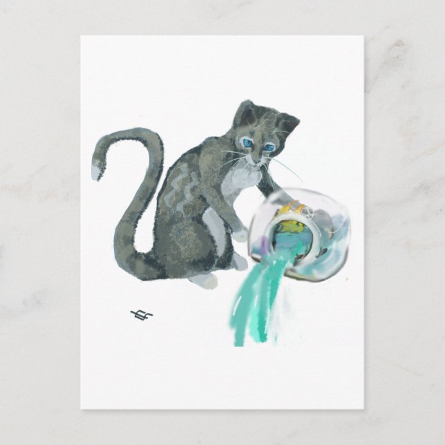 Aquarius Cat Vykort (Framsida)