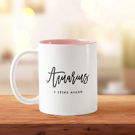 Aquarius Chic Horoscope Modern Script Zodiac-tecke Två-Tonad Mugg