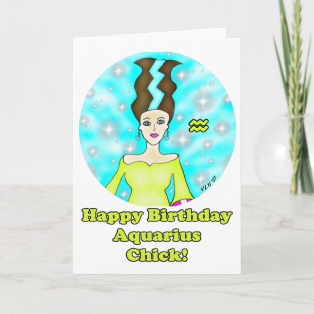 Aquarius Chick Birthday Hälsning Kort (Framsida)
