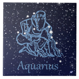 Aquarius Constellation and Zodiac Sign med stjärn Kakelplatta
