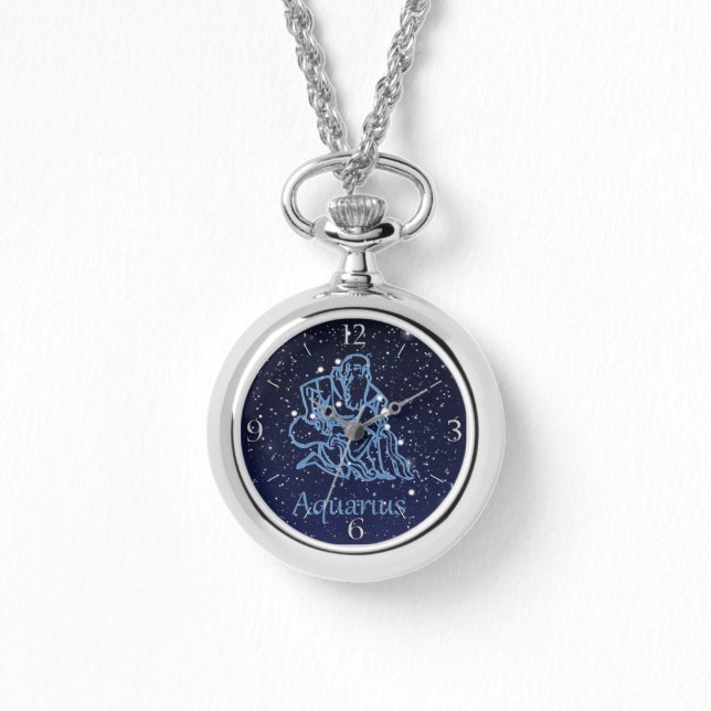 Aquarius Constellation and Zodiac Sign med stjärno Armbandsur (Framsida)