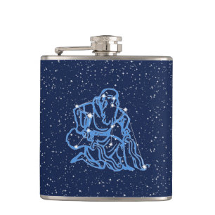 Aquarius Constellation and Zodiac Sign med stjärno Fickplunta
