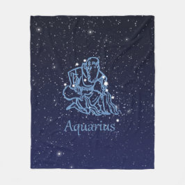 Aquarius Constellation and Zodiac Sign med stjärno Fleecefilt