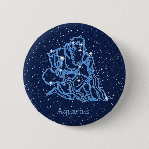 Aquarius Constellation and Zodiac Sign med stjärno Knapp