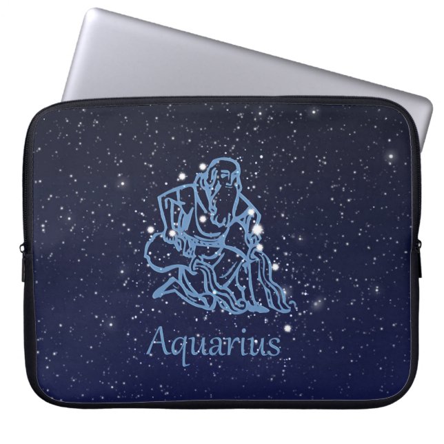Aquarius Constellation and Zodiac Sign med stjärno Laptop Sleeve (Framsidan)