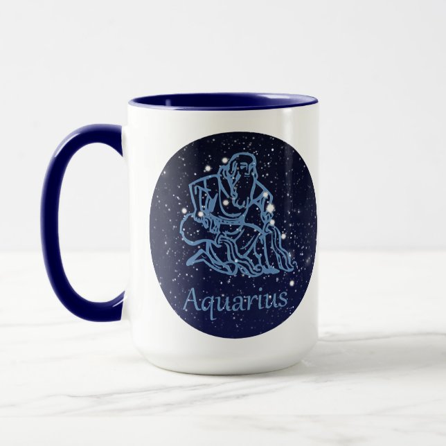 Aquarius Constellation and Zodiac Sign med stjärno Mugg (Vänster)