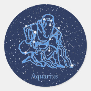 Aquarius Constellation and Zodiac Sign med stjärno Runt Klistermärke