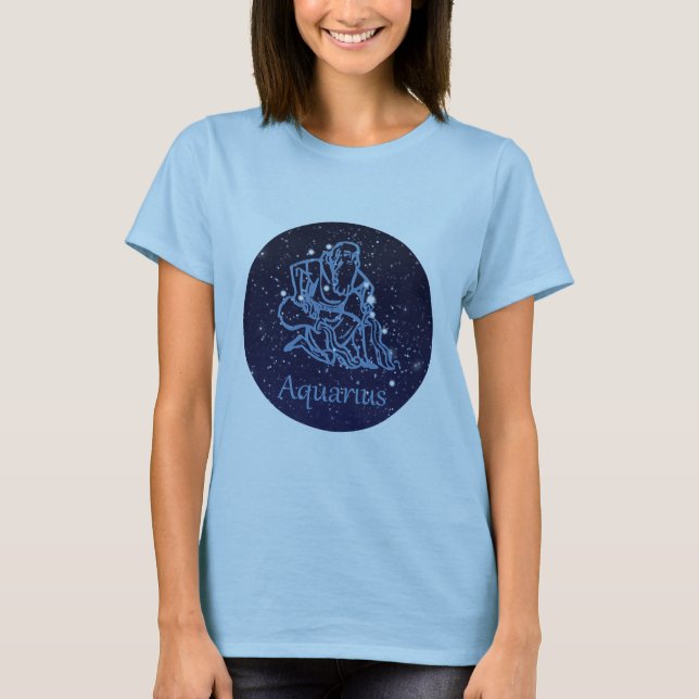 Aquarius Constellation and Zodiac Sign med stjärno Tee (Framsida)
