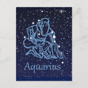 Aquarius Constellation and Zodiac Sign med stjärno Vykort