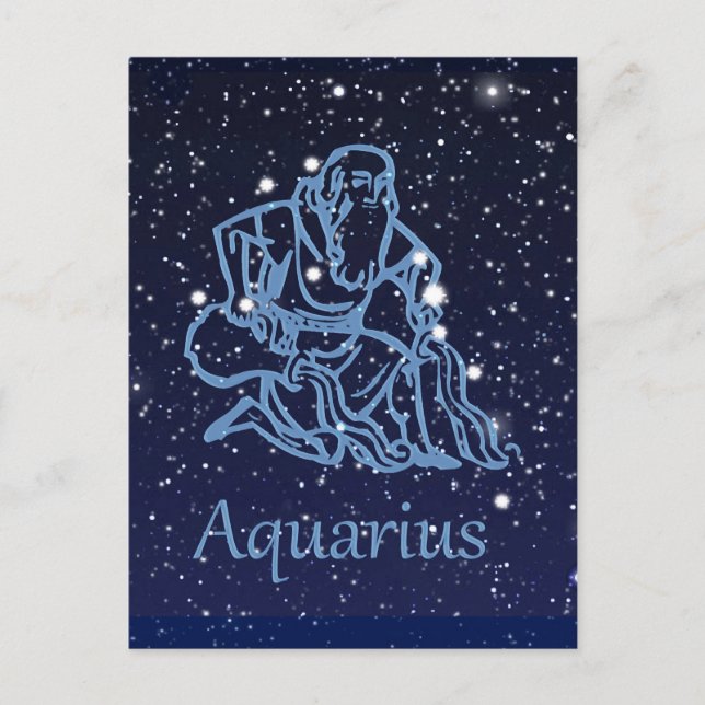 Aquarius Constellation and Zodiac Sign med stjärno Vykort (Framsida)
