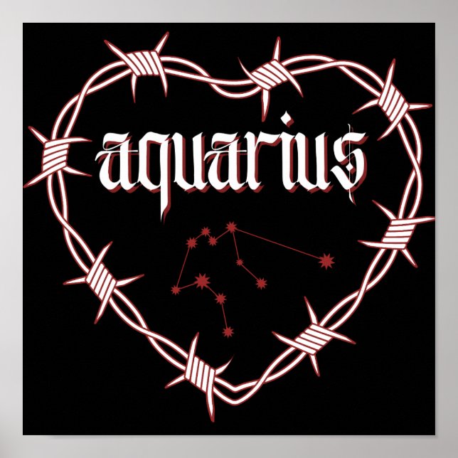 Aquarius Constellation Gothic Mörk Celestial Art Poster (Framsidan)