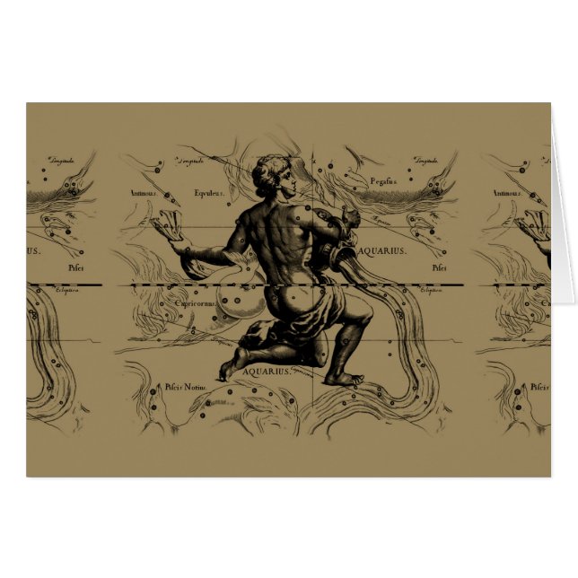 Aquarius Constellation Karta av Hevelius Hälsningskort (Framsidan Horizontal)
