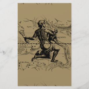 Aquarius Constellation Karta Hevelius 1690 om Taup Brevpapper