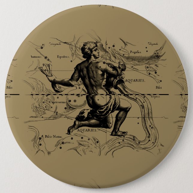 Aquarius Constellation Karta Hevelius 1690 om Taup Knapp (Framsida)