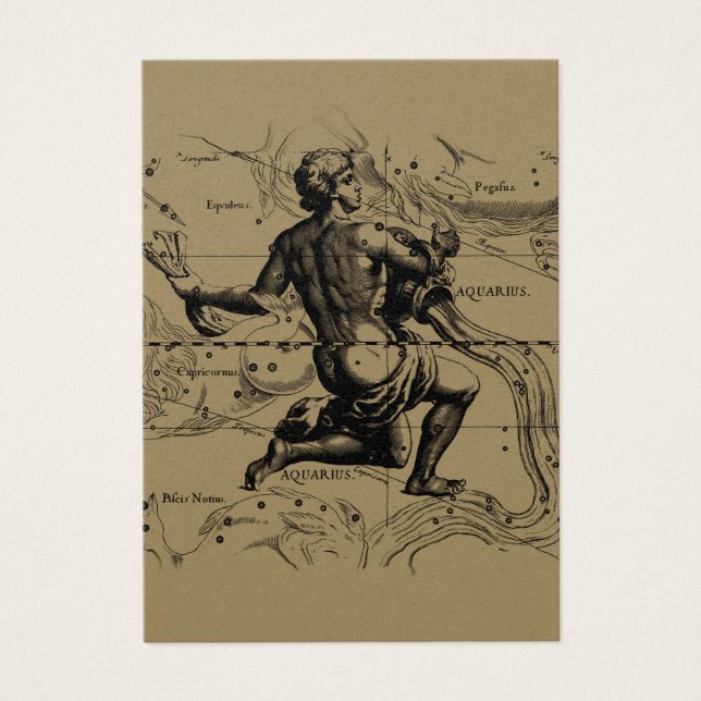 Aquarius Constellation Karta Hevelius 1690 om Taup Visitkort (Framsidan)