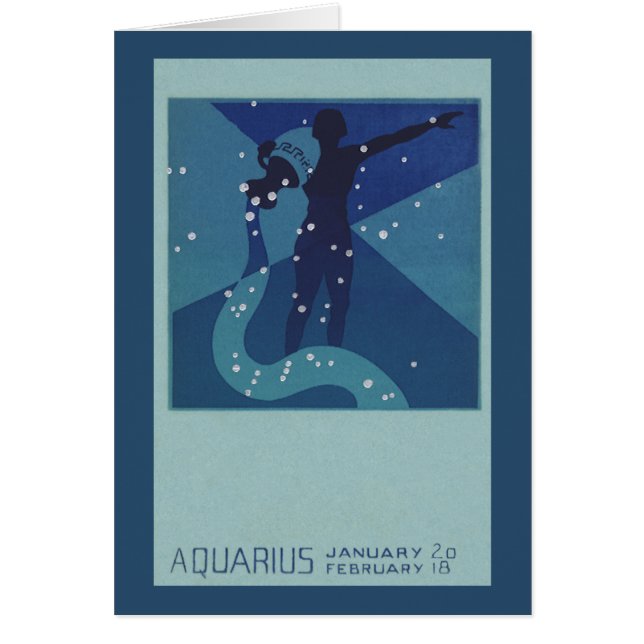 Aquarius Constellation, Vintage Zodiac Astrology Hälsningskort (Framsidan)