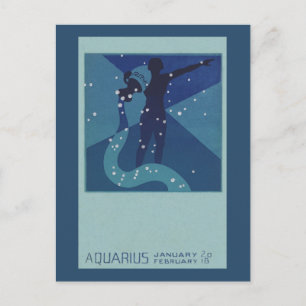 Aquarius Constellation, Vintage Zodiac Astrology Vykort