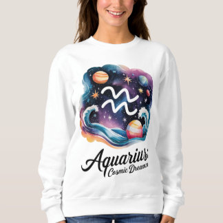 Aquarius Cosmic Dreamer Watercolor Zodiac-tecken T Shirt