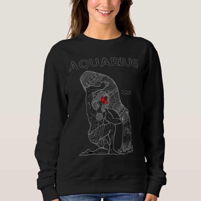 Aquarius Dark Astrology | Minimal Occult Zodiac T Shirt (Framsida)