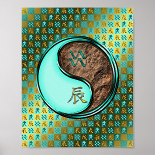 Aquarius & Earth Dragon Poster