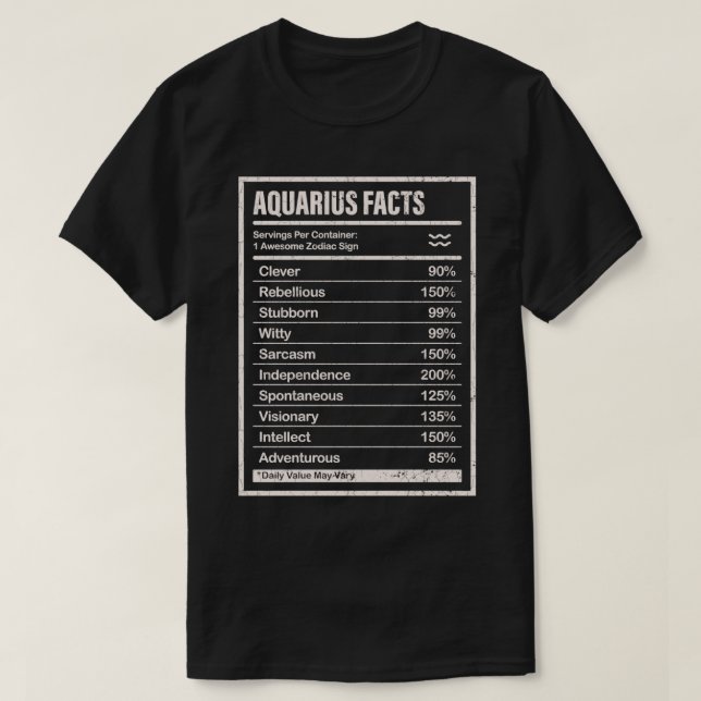 Aquarius Facts Apparel For Men And Women Funny Zod T Shirt (Design framsida)