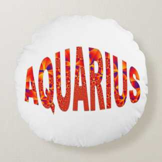 Aquarius - Firey Orange Gult Blue Rund Kudde