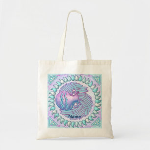 Aquarius födelsedagsdag anpassningsbar tote bags tygkasse