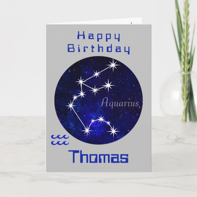 Aquarius födelsedagskort, Horoscope-kort Kort (Framsida)