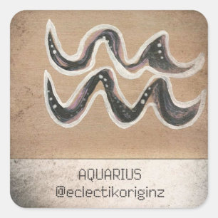 Aquarius Fyrkantigt Klistermärke
