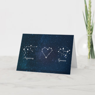 Aquarius + Gemini Valentine Day Aniury Card Tack Kort