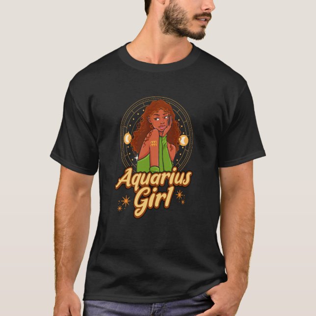 Aquarius Girl Astrology Astrologer Zodiac Sign Hor T Shirt (Framsida)