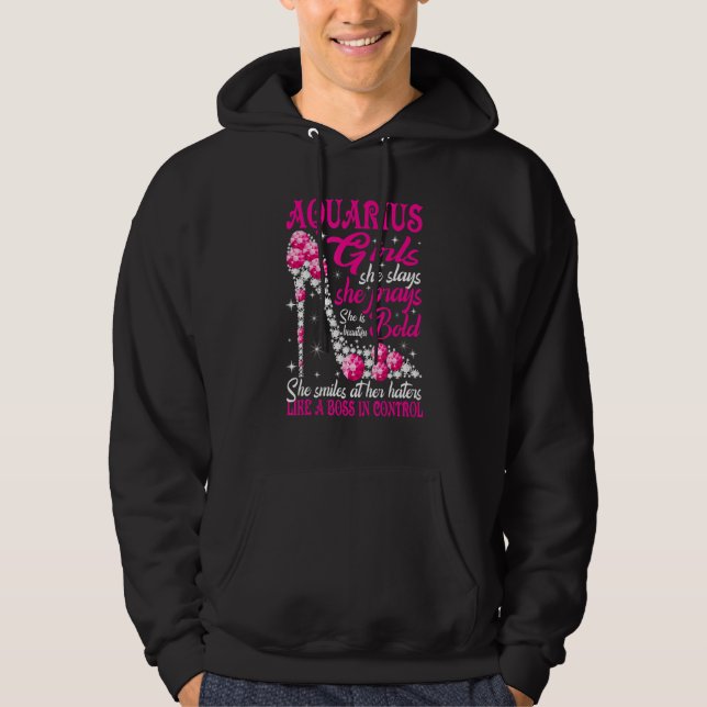 Aquarius Girl Like a Boss in Control diamond shoes Hoodie (Framsida)