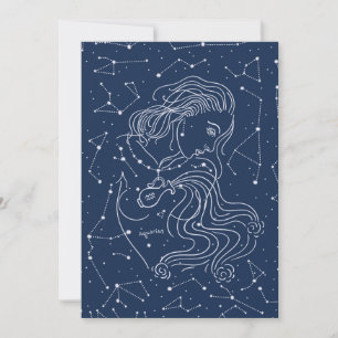 Aquarius Girl Zodiac-tecken Inbjudningar