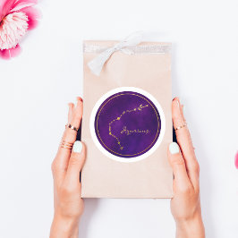 Aquarius Gold Foil Zodiac Constellation Runt Klistermärke