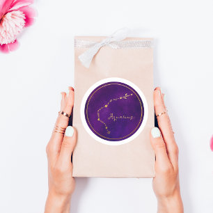 Aquarius Gold Foil Zodiac Constellation Runt Klistermärke