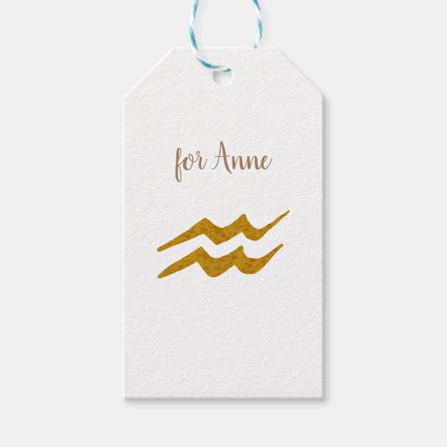 Aquarius Golden Astrology-tecken Presentetikett (Framsidan)