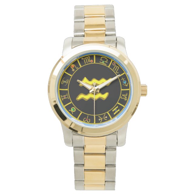 AQUARIUS GULD ZODIAC BIRTHDAY JEWEL ARMBANDSUR (Framsida)