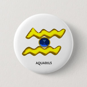 AQUARIUS /GULD ZODIAC BIRTHDAY JEWEL KNAPP