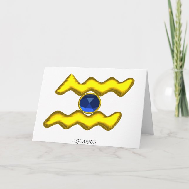 AQUARIUS /GULD ZODIAC BIRTHDAY JEWEL KORT (Framsida)