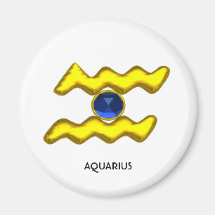 AQUARIUS /GULD ZODIAC BIRTHDAY JEWEL MAGNET